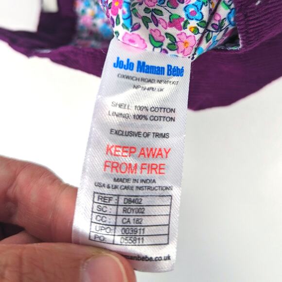 Jojo Maman Bebe Overalls Baby Girls Sz 12-18m Purple Corduroy Dungarees - Picture 4 of 5